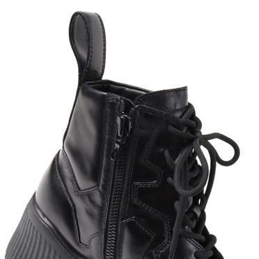 PADDED LEATHER LACE-UP BOOTS　BLACK No.10