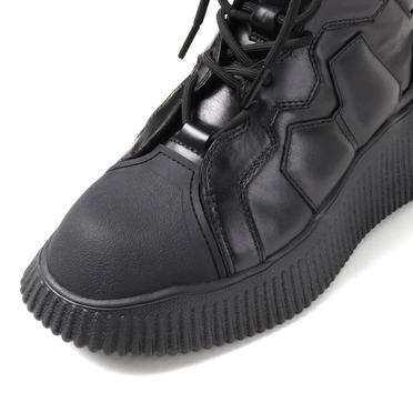 PADDED LEATHER LACE-UP BOOTS　BLACK No.11