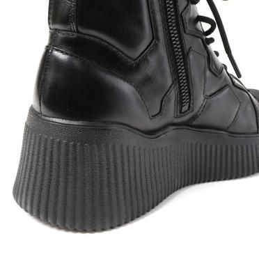 PADDED LEATHER LACE-UP BOOTS　BLACK No.12