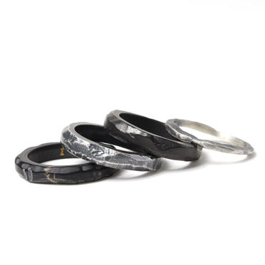 SILVER BRASS HORN RING SET　BLACK No.2