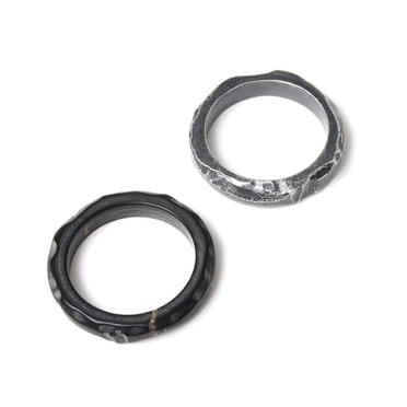 SILVER BRASS HORN RING SET　BLACK No.3