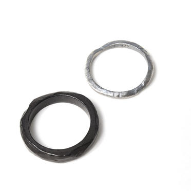 SILVER BRASS HORN RING SET　BLACK No.4