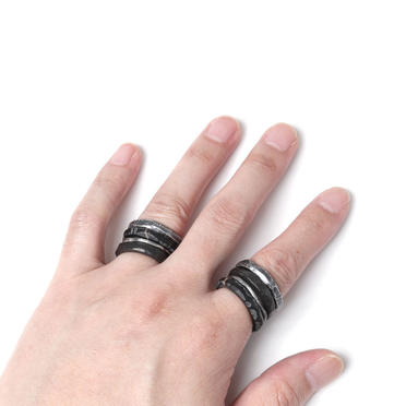 SILVER BRASS HORN RING SET　BLACK No.6