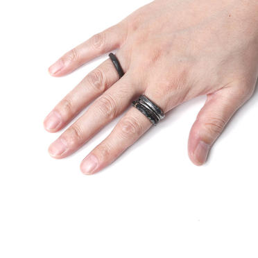 SILVER BRASS HORN RING SET　BLACK No.7