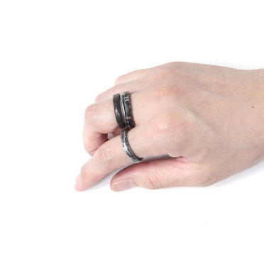 SILVER BRASS HORN RING SET　BLACK No.8