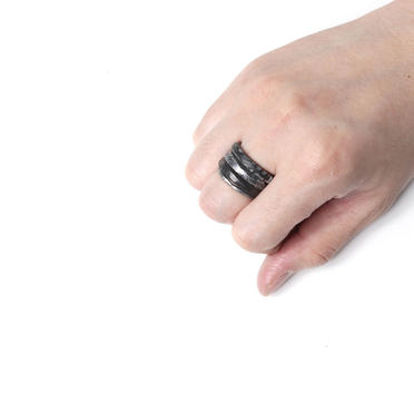 SILVER BRASS HORN RING SET　BLACK No.9