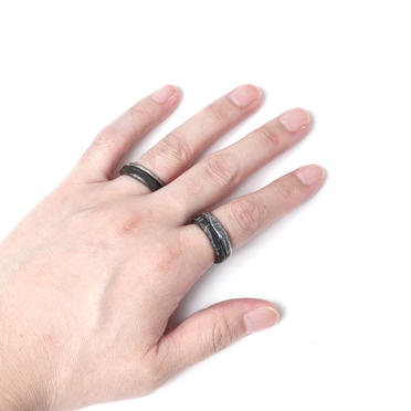 SILVER BRASS HORN RING SET　BLACK No.10