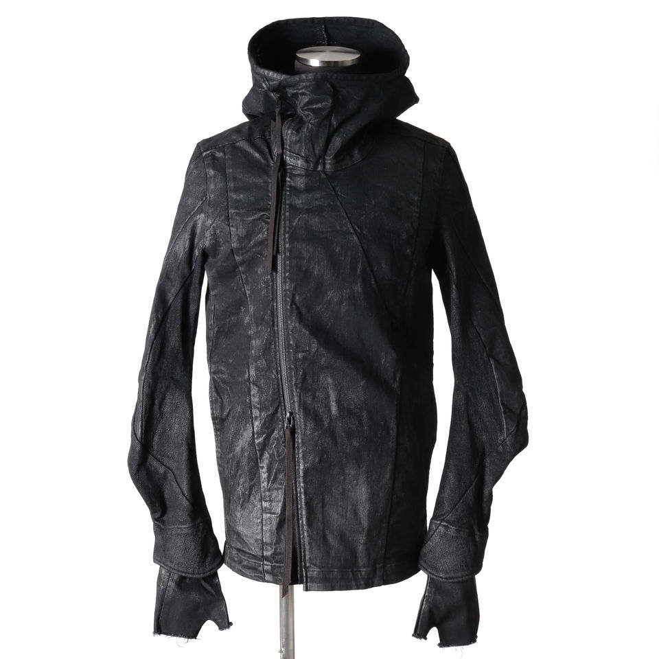 Coated Switching Hoodie Blouson　BLACK