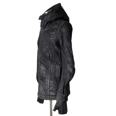 Coated Switching Hoodie Blouson　BLACK No.3