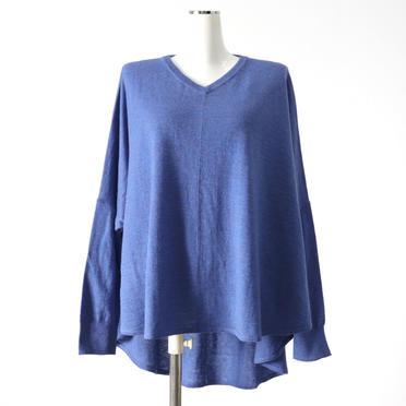 front seem V neck round hem P/O　BLUE GRAY No.1