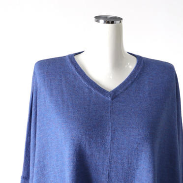 front seem V neck round hem P/O　BLUE GRAY No.7