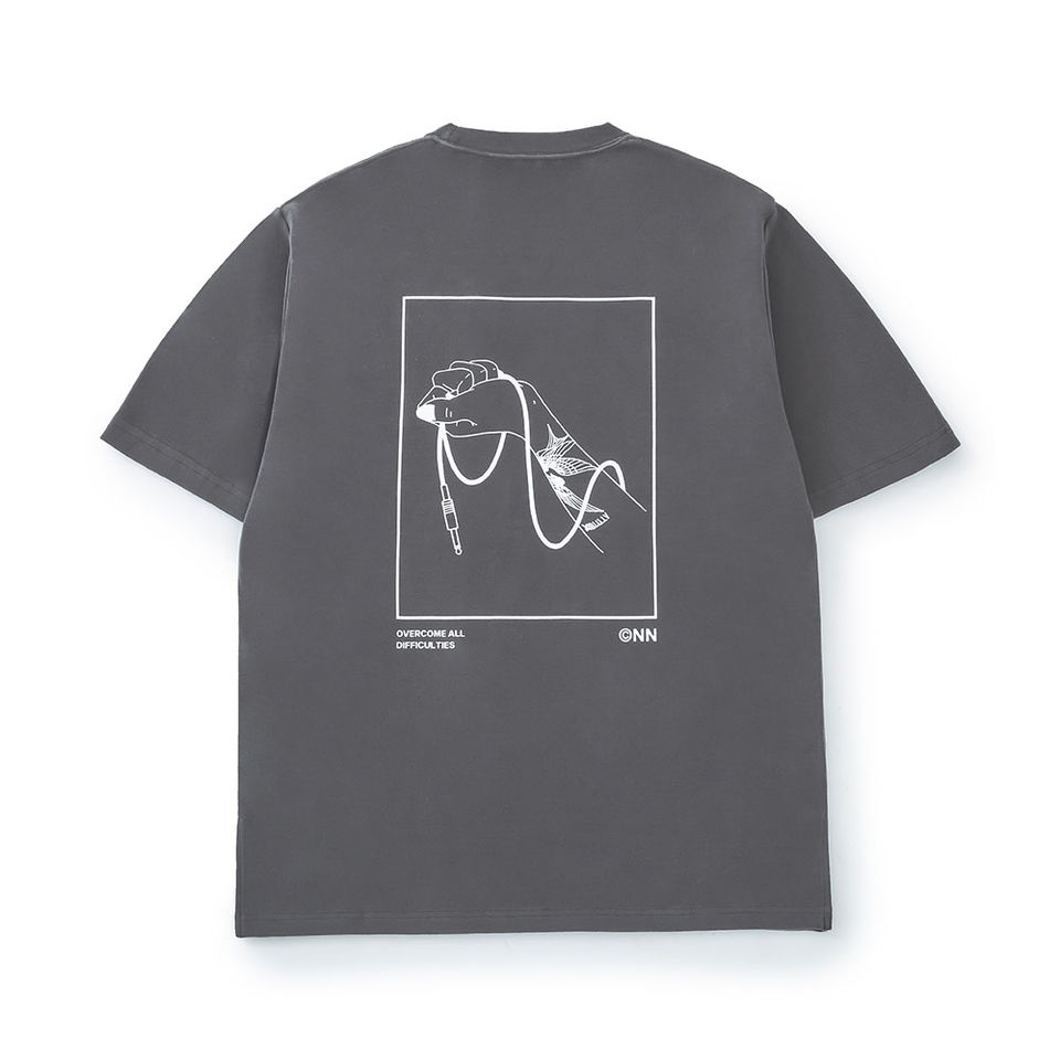 TATTOO SWEAT TEE / WASHED GRAY