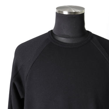 Waffle Combi Raglan Top　BLACK No.7