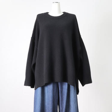 crew neck knit wide PO　BLACK No.1