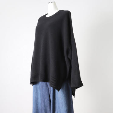 crew neck knit wide PO　BLACK No.2