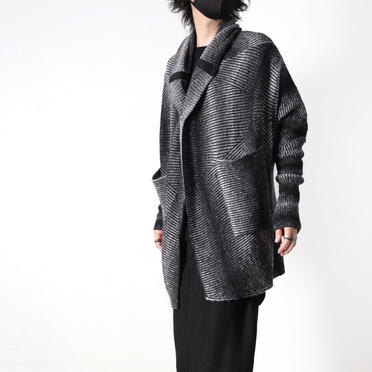 SHAWL COLLAR CARDIGAN　BK×WH No.22