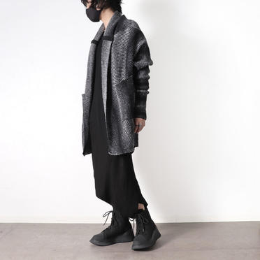 SHAWL COLLAR CARDIGAN　BK×WH No.30