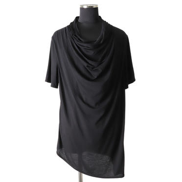 LAYERED DRAPE NECK T-SHIRT　BLACK No.1