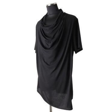 LAYERED DRAPE NECK T-SHIRT　BLACK No.2