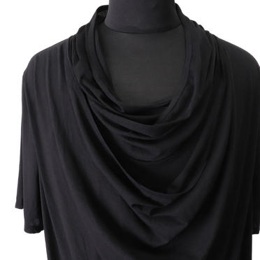 LAYERED DRAPE NECK T-SHIRT　BLACK No.7