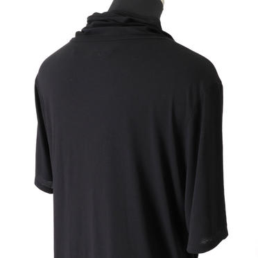 LAYERED DRAPE NECK T-SHIRT　BLACK No.10