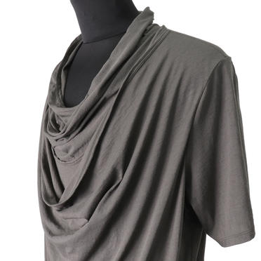 LAYERED DRAPE NECK T-SHIRT　GRAY No.9