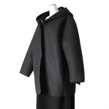 MIDIUMISOLID bonding hooded short coat　BLACK No.2