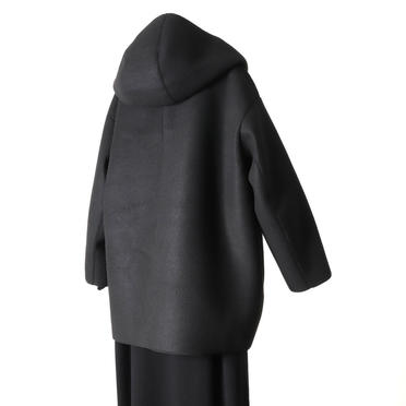 MIDIUMISOLID bonding hooded short coat　BLACK No.6