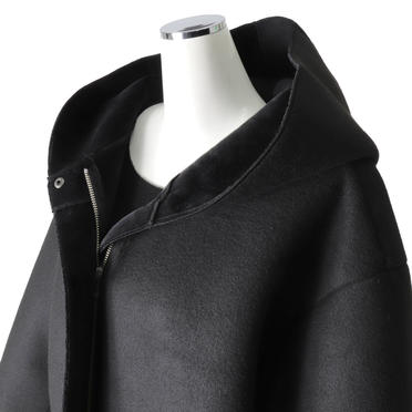 MIDIUMISOLID bonding hooded short coat　BLACK No.8