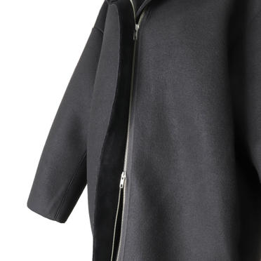 MIDIUMISOLID bonding hooded short coat　BLACK No.9