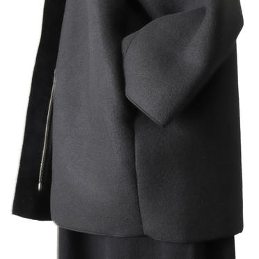 MIDIUMISOLID bonding hooded short coat　BLACK No.10