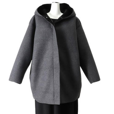 MIDIUMISOLID bonding hooded short coat　GRAY No.1