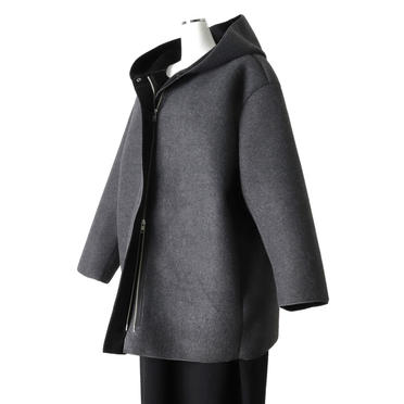MIDIUMISOLID bonding hooded short coat　GRAY No.2
