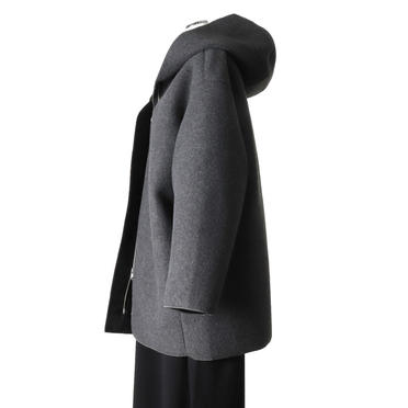 MIDIUMISOLID bonding hooded short coat　GRAY No.3