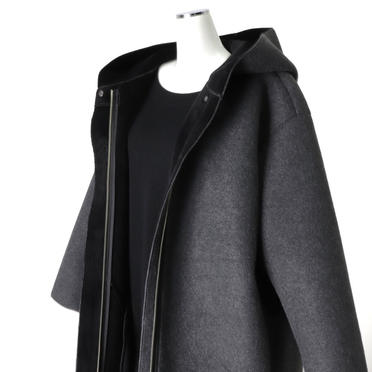MIDIUMISOLID bonding hooded short coat　GRAY No.8