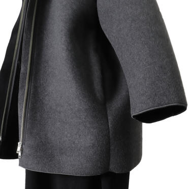MIDIUMISOLID bonding hooded short coat　GRAY No.9