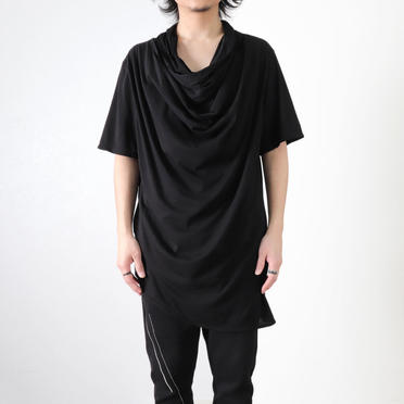 LAYERED DRAPE NECK T-SHIRT　BLACK No.13