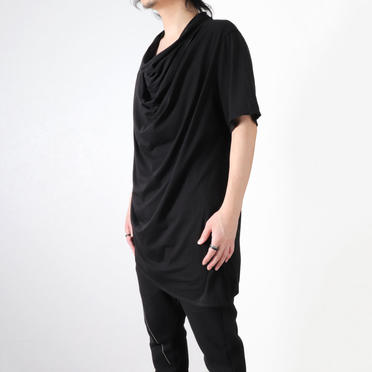 LAYERED DRAPE NECK T-SHIRT　BLACK No.14