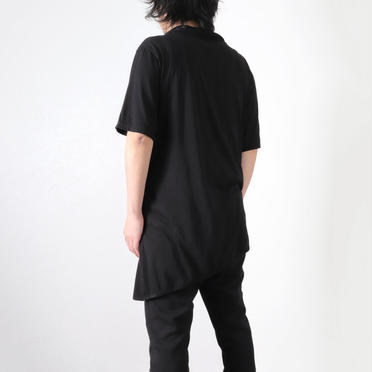 LAYERED DRAPE NECK T-SHIRT　BLACK No.16