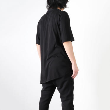 LAYERED DRAPE NECK T-SHIRT　BLACK No.18