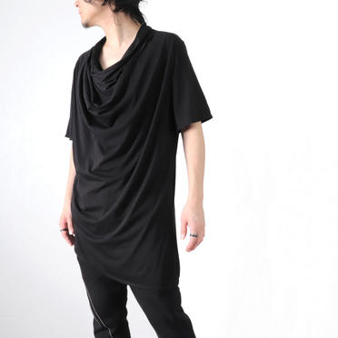 LAYERED DRAPE NECK T-SHIRT　BLACK No.20