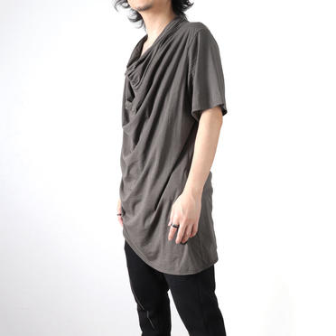 LAYERED DRAPE NECK T-SHIRT　GRAY No.14