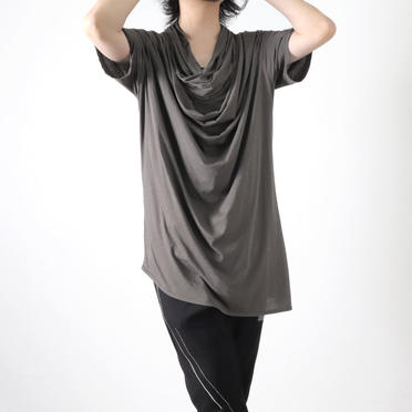 LAYERED DRAPE NECK T-SHIRT　GRAY No.20