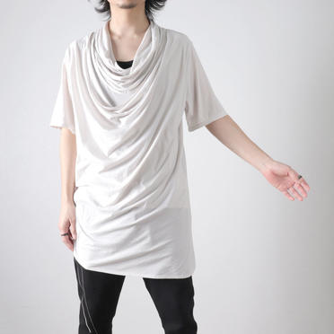 LAYERED DRAPE NECK T-SHIRT　PLASTER No.19