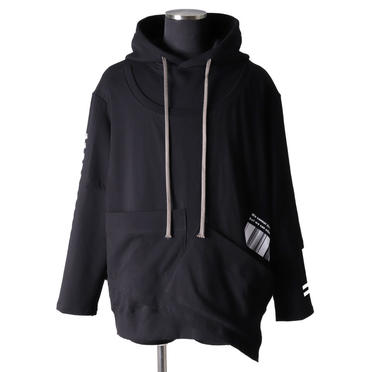 Asymmetry Layered Hoodie　BLACK No.1