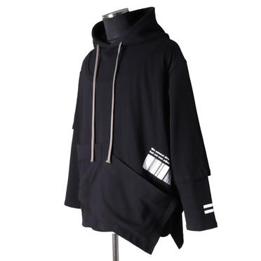 Asymmetry Layered Hoodie　BLACK No.2