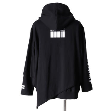 Asymmetry Layered Hoodie　BLACK No.6