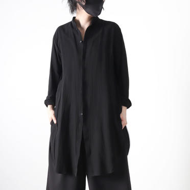 Wジョーゼット ロングシャツ　BLACK No.23