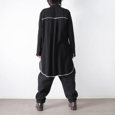 Wジョーゼット ロングシャツ　BLACK No.27