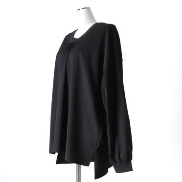 MIDIUMISOLID neck gather point long wide T　BLACK No.2